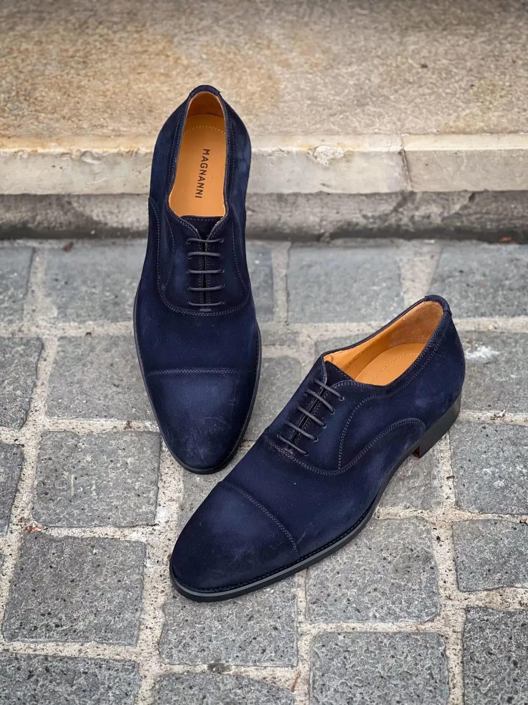 Magnanni Toe Cap Navy Suede Cap Toe Oxford, view 3