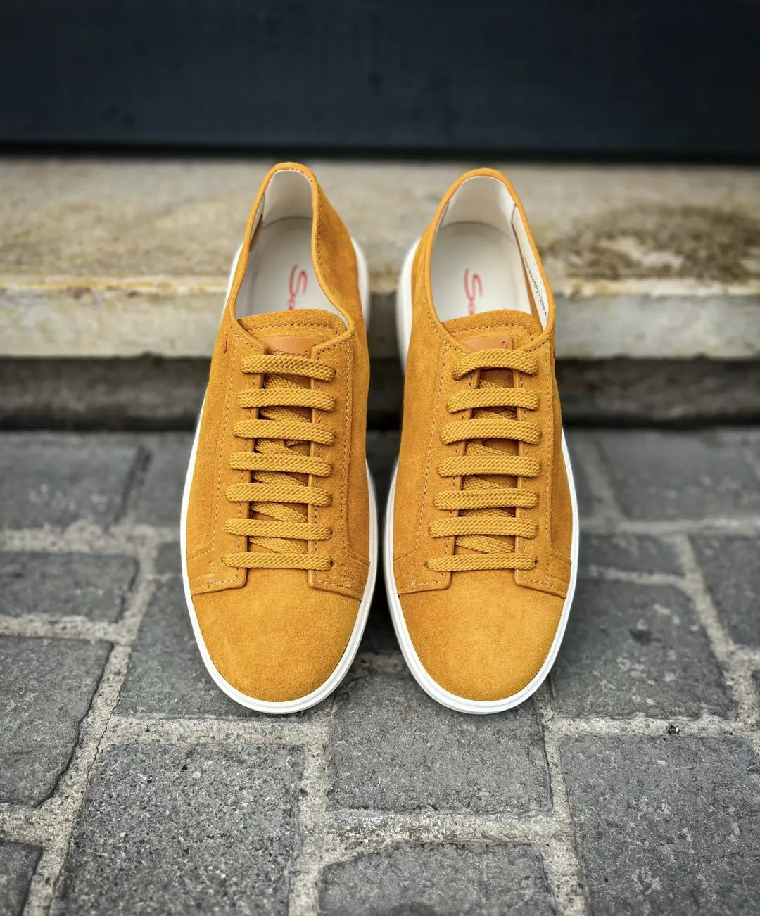 Santoni Yellow Suede Trainer, view 5