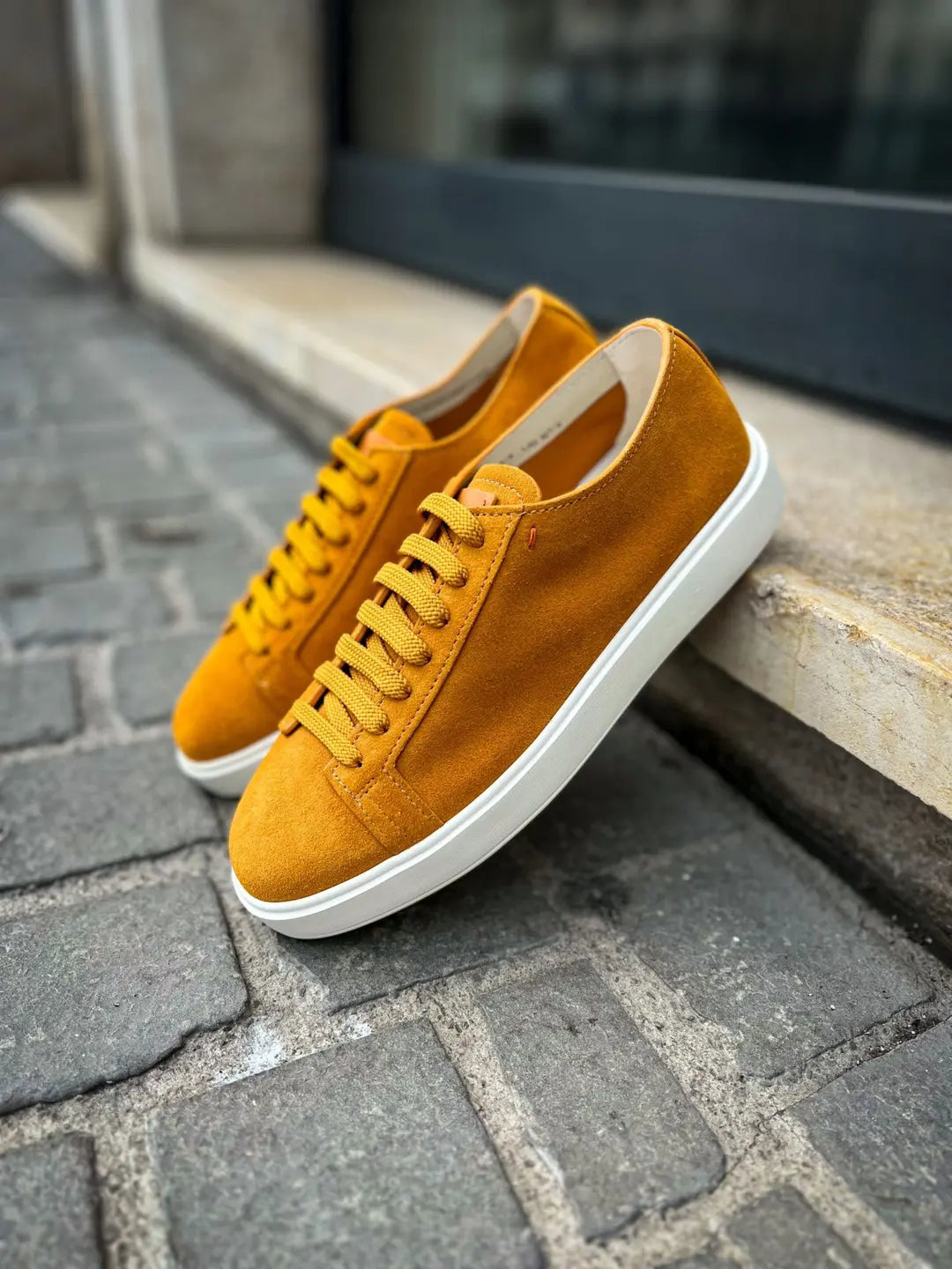 Santoni Yellow Suede Trainer, view 4