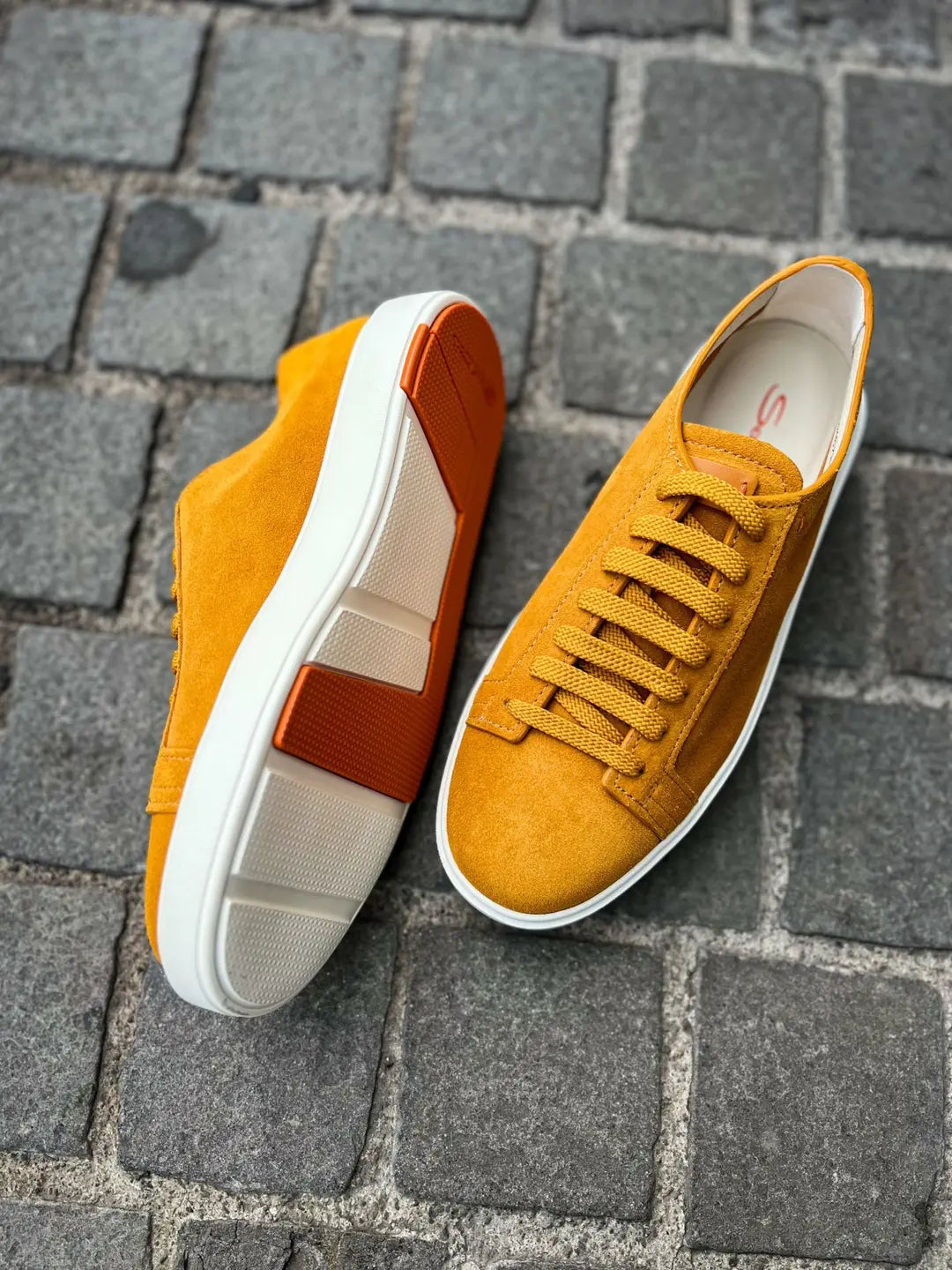Santoni Yellow Suede Trainer, view 2