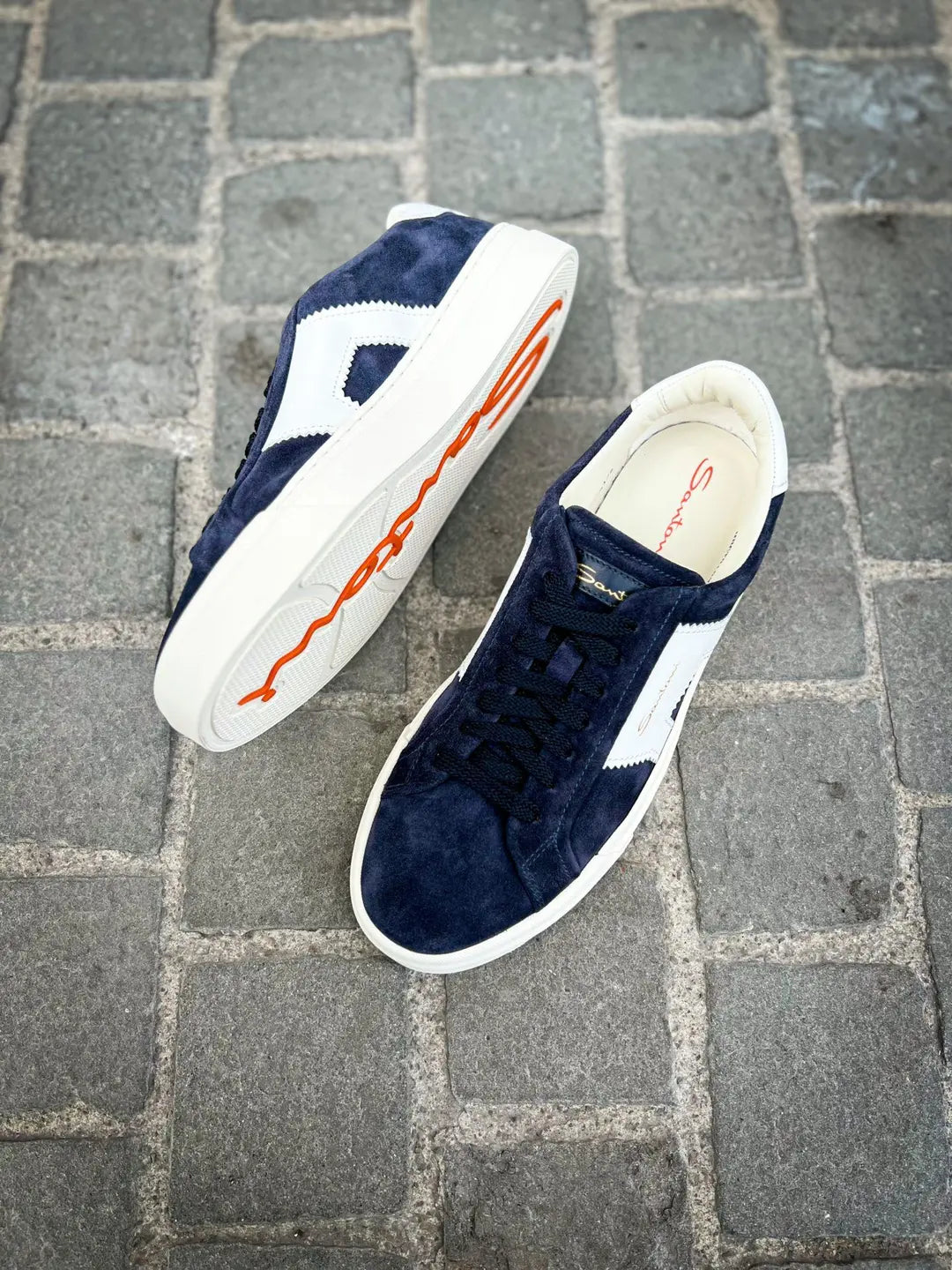 Santoni DBS Navy Suede Trainer, view 2