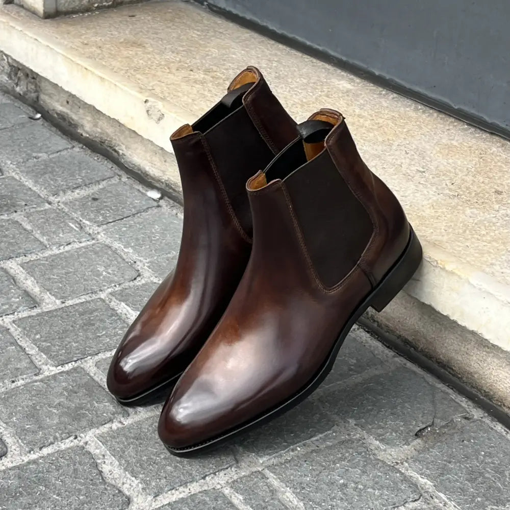 Bontoni Cavaliere Bruciato Leather Chelsea Boot, view 3