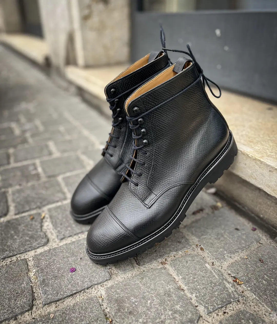 Crockett & Jones Coniston Black Hatch Grain Shoe, view 4