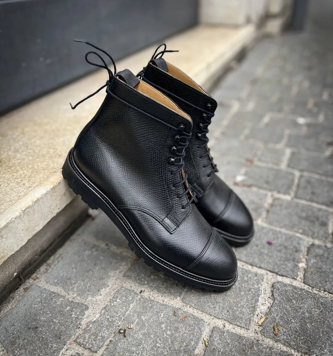 Crockett & Jones Coniston Black Hatch Grain Shoe