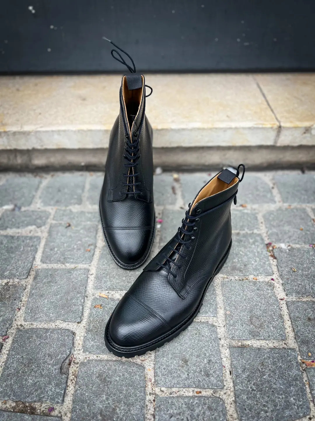 Crockett & Jones Coniston Black Hatch Grain Shoe, view 3