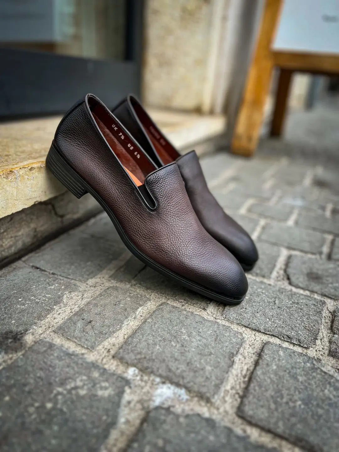 Santoni Dark Brown Flexi Mocassin in calf leather