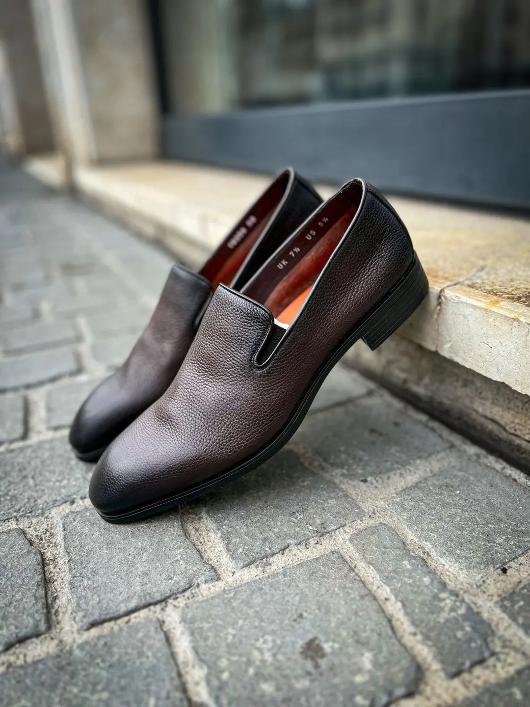 Santoni Dark Brown Flexi Mocassin in calf leather, view 4