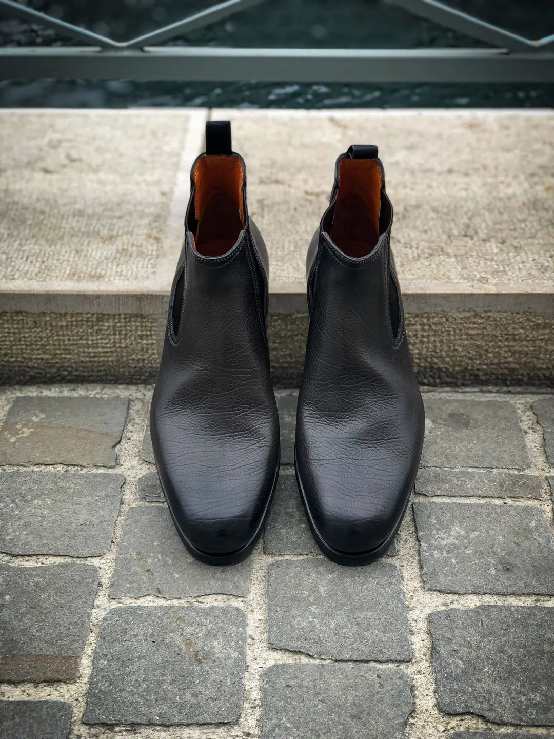 Santoni Grey Chelsea Boot in calf leather, view 5