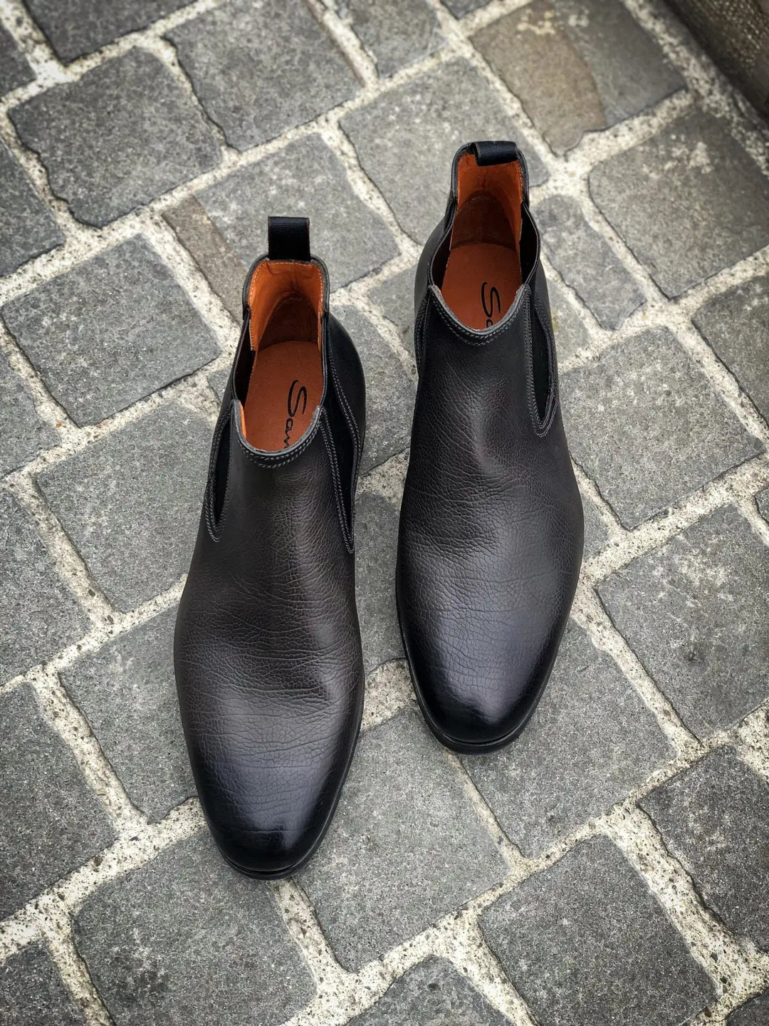 Santoni Grey Chelsea Boot in calf leather, view 3