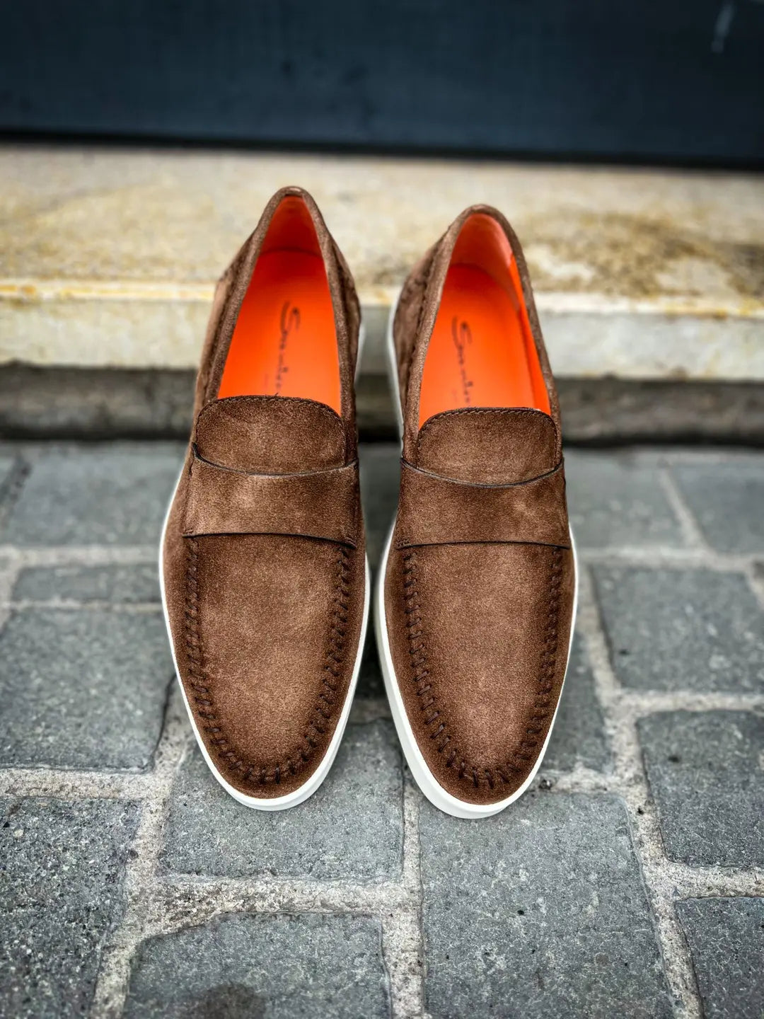 Santoni Brown/Mast Suede Mocassin, view 5