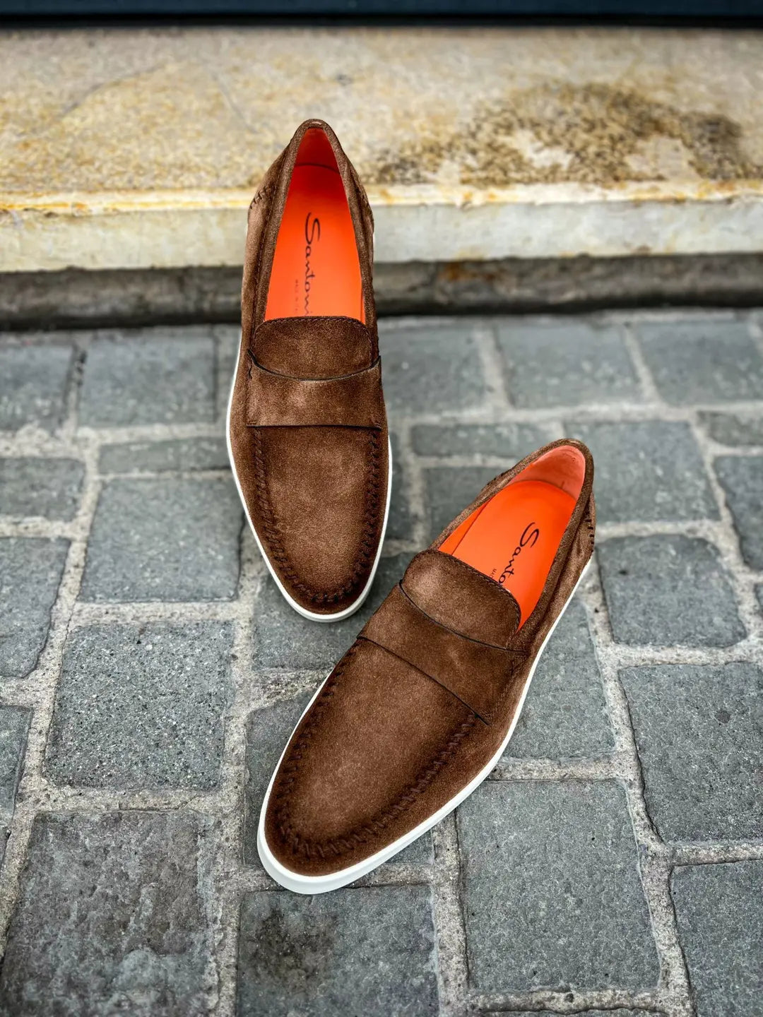 Santoni Brown/Mast Suede Mocassin, view 4