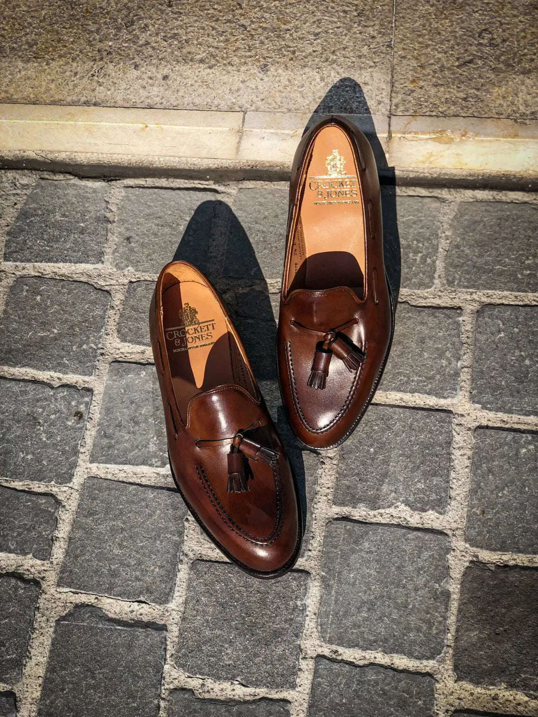 Crockett & Jones Cavendish Dark Brown Tassel Loafer in calf leather, view 3