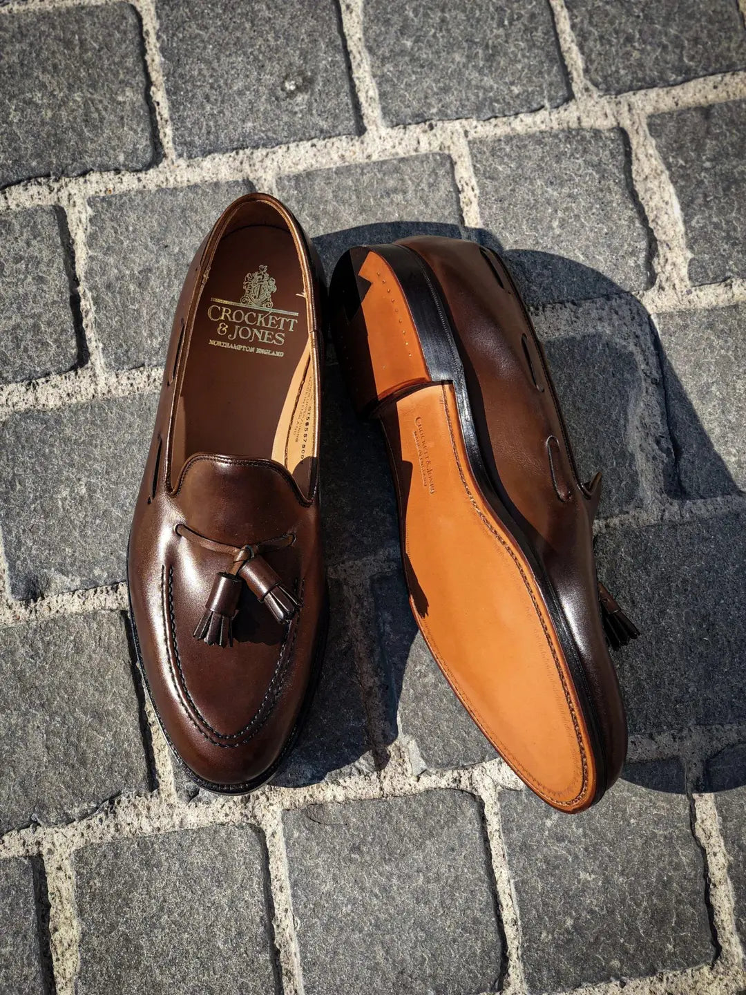 Crockett & Jones Cavendish Dark Brown Tassel Loafer in calf leather, view 2