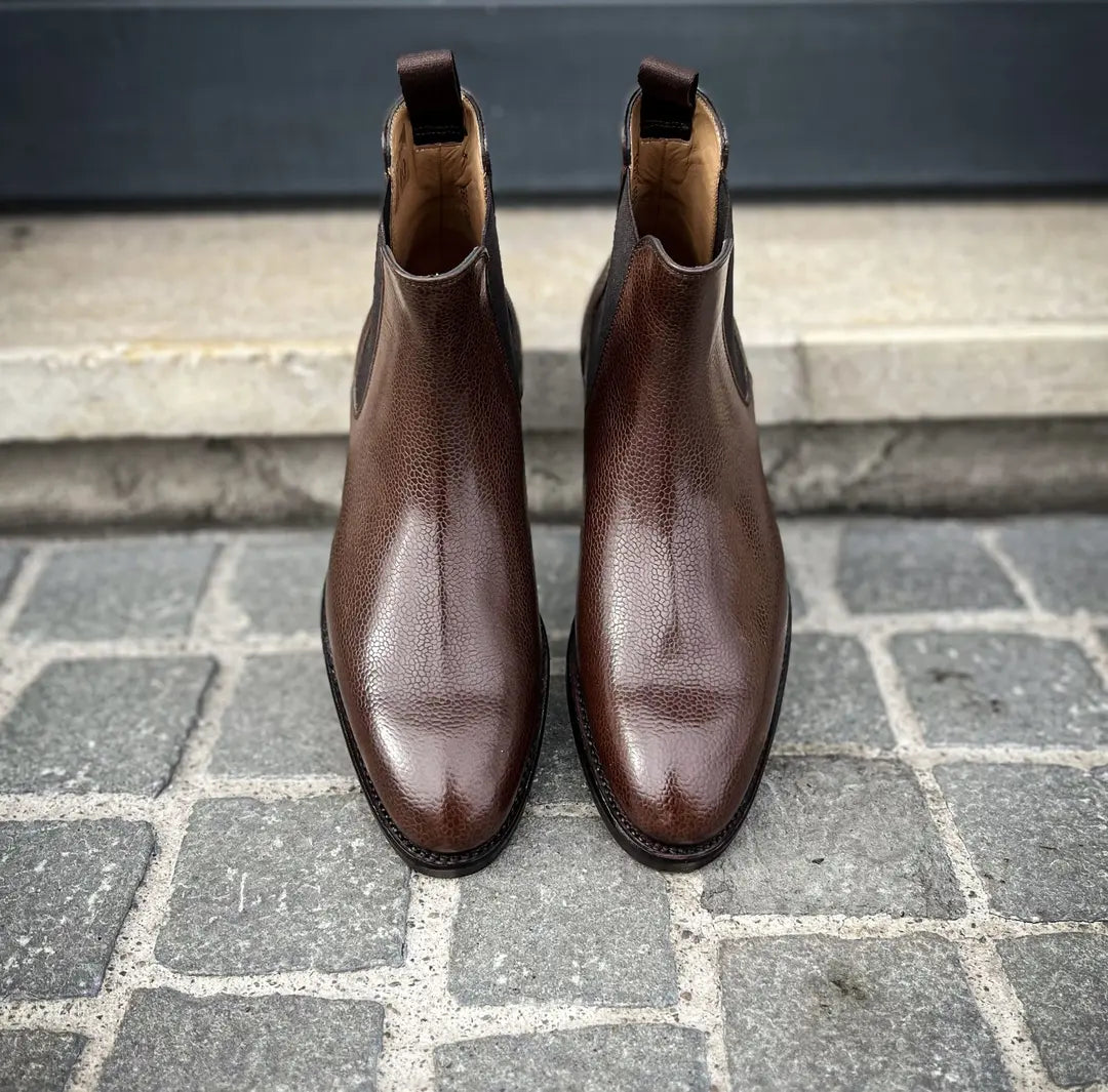 Carlos Santos Chelsea Boot Dark Brown Grain, view 4