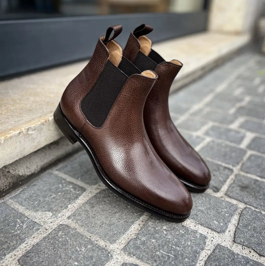 Carlos Santos Chelsea Boot Dark Brown Grain