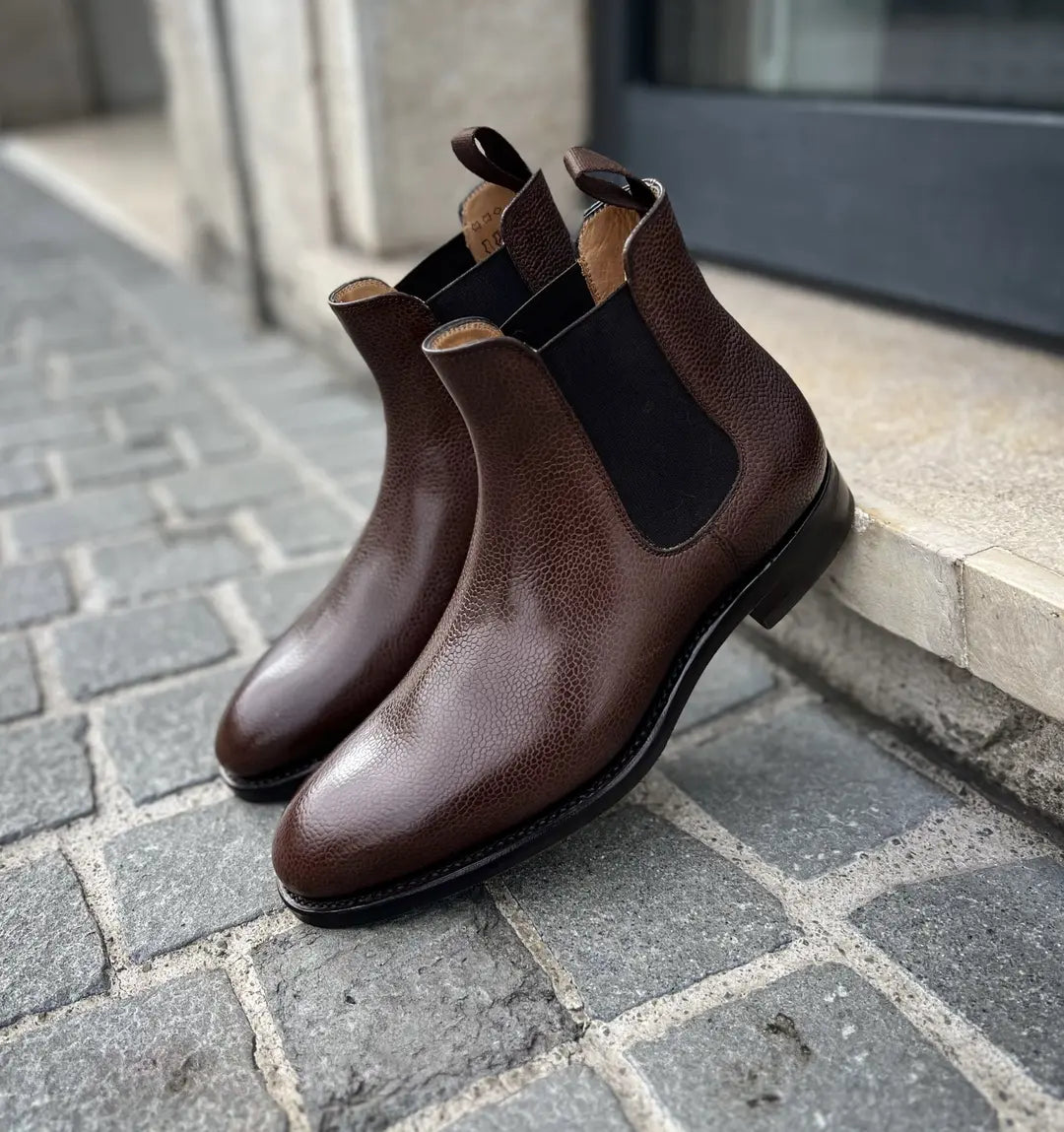 Carlos Santos Chelsea Boot Dark Brown Grain, view 3
