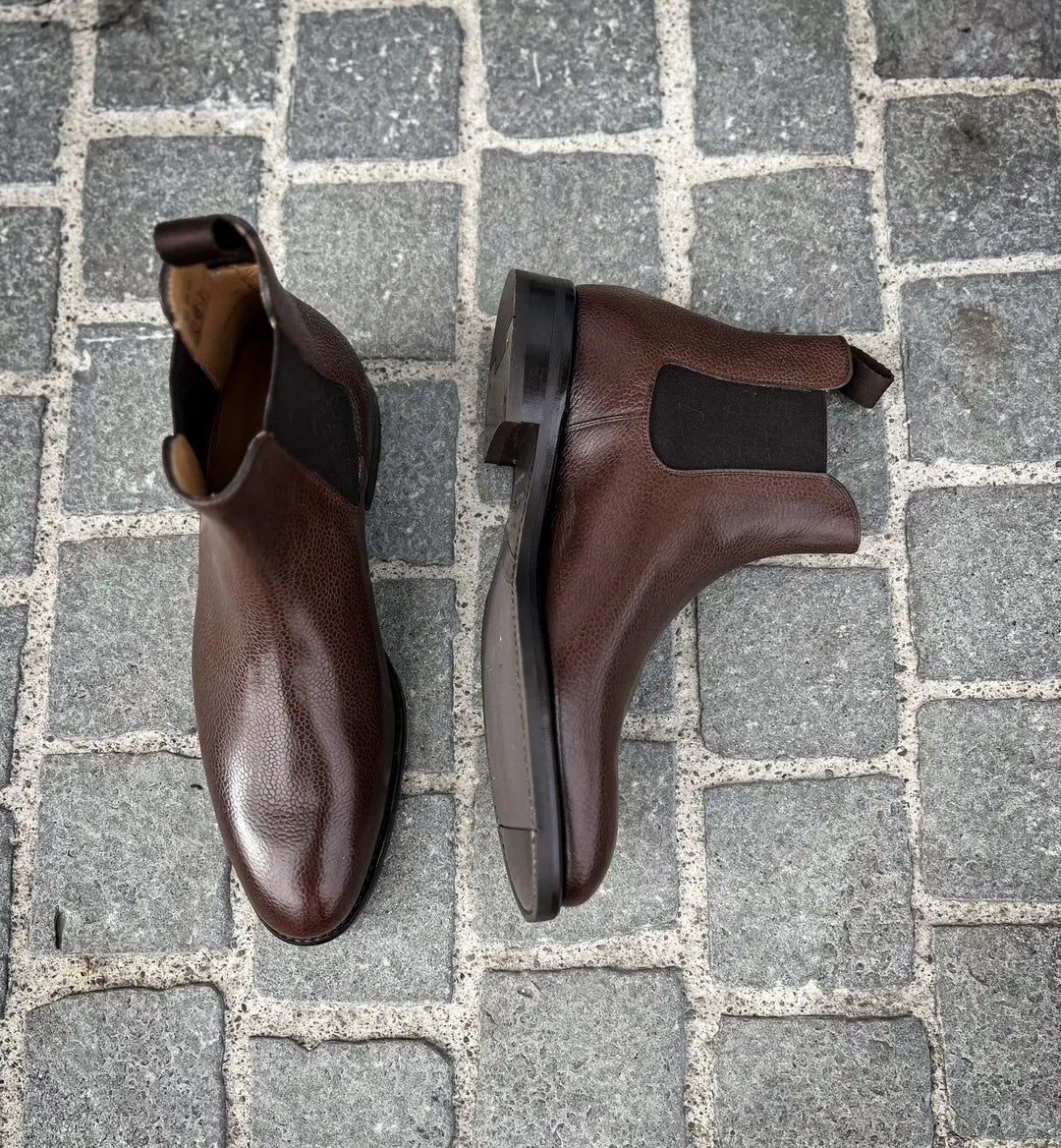 Carlos Santos Chelsea Boot Dark Brown Grain, view 2