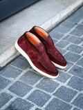 Santoni Slip On Boot Burgundy Suede