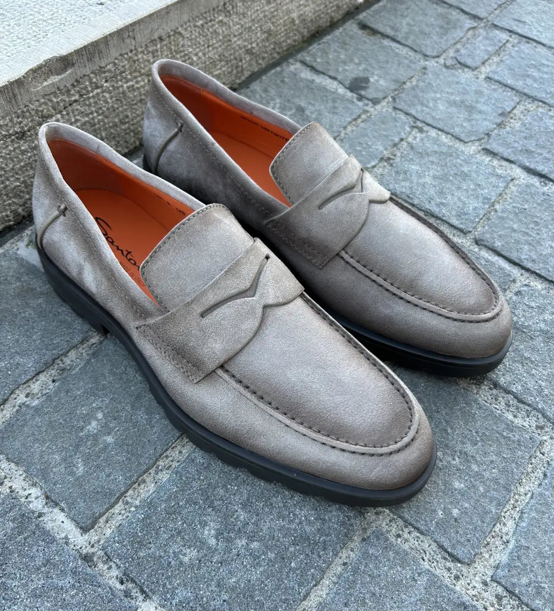 Santoni Mocassin In Mink Suede, view 2