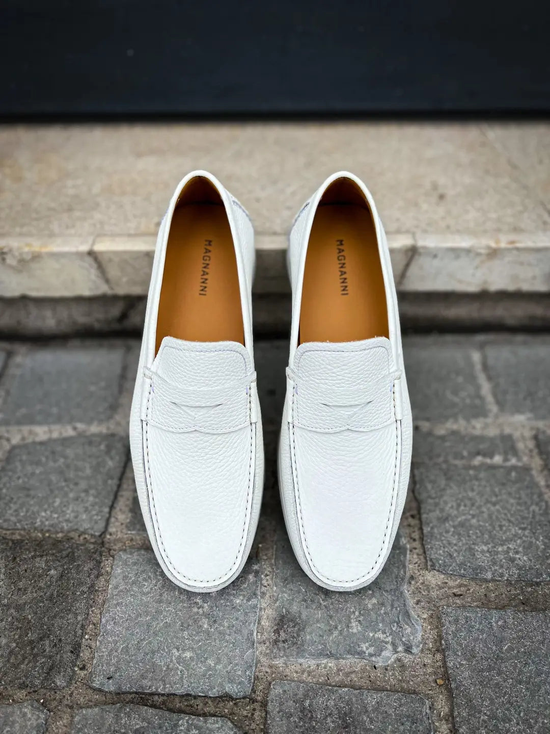 Magnanni White Grain Loafer, view 5