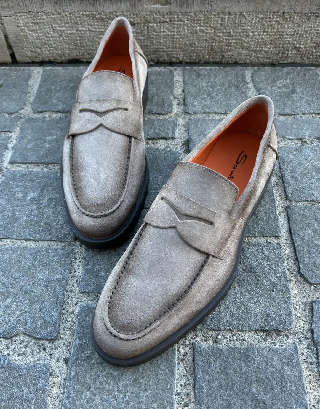 Santoni Mocassin In Mink Suede, view 3