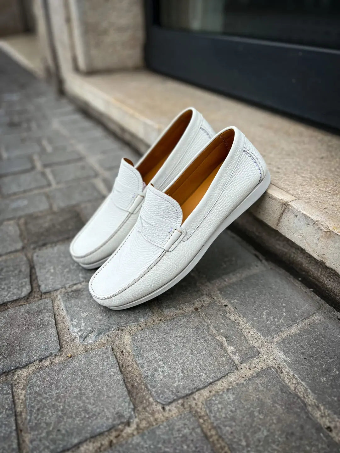 Magnanni White Grain Loafer, view 4