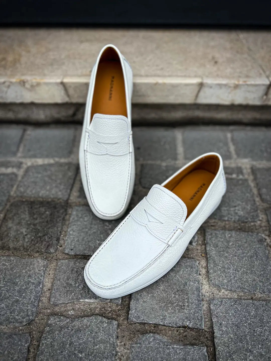 Magnanni White Grain Loafer, view 3