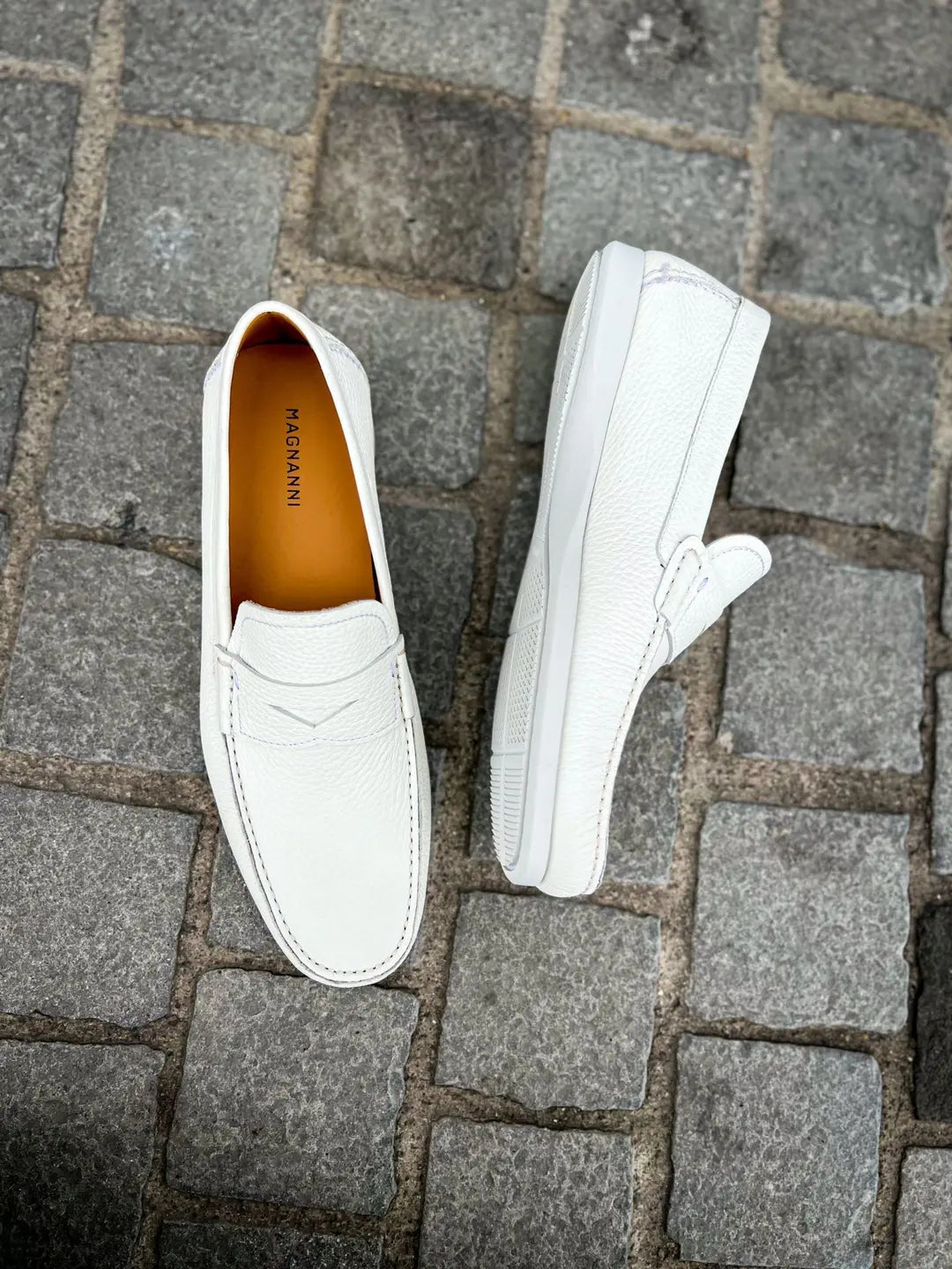 Magnanni White Grain Loafer, view 2