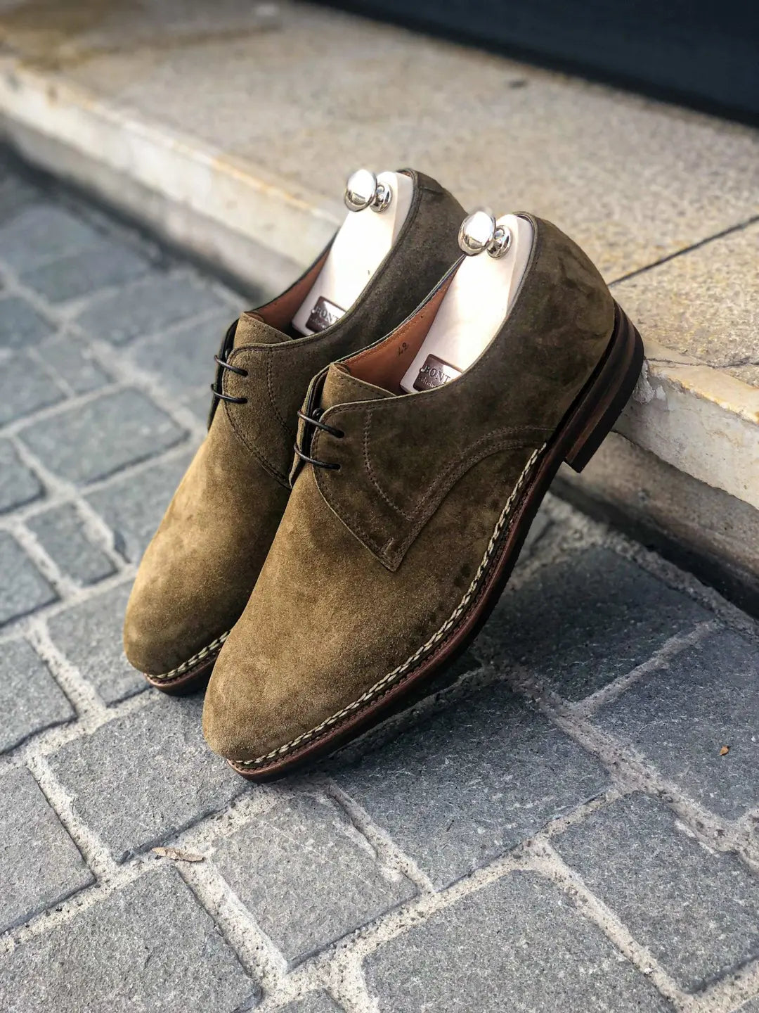 Bontoni Carnera Olive Suede Derby, view 4