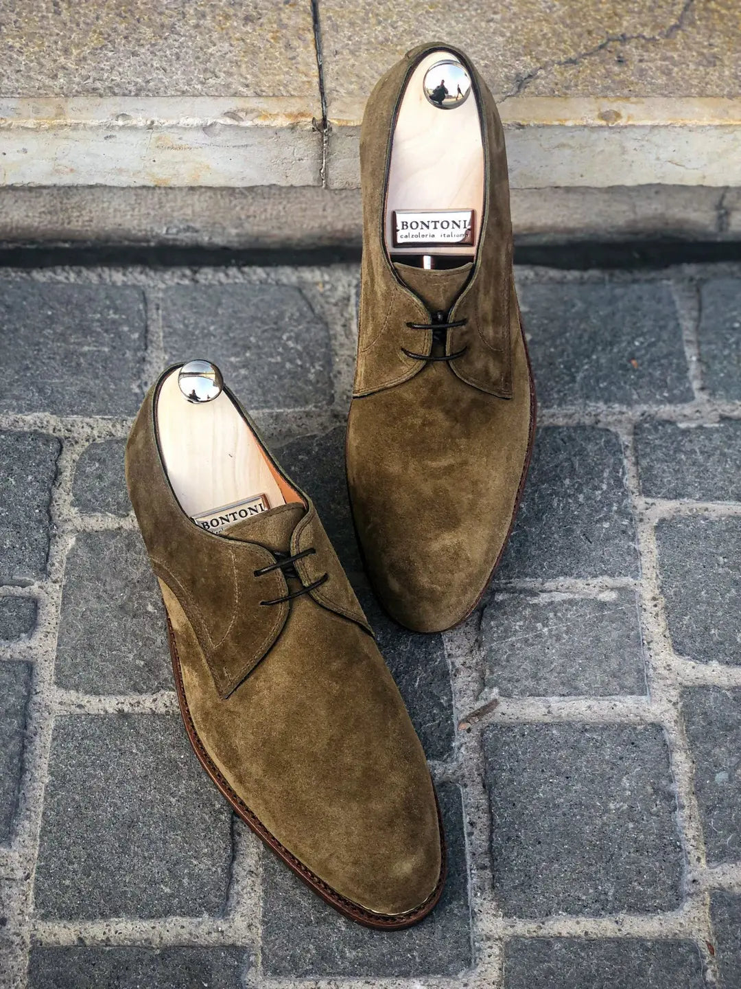 Bontoni Carnera Olive Suede Derby, view 3