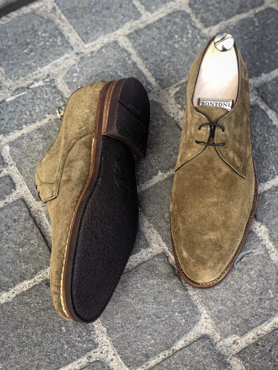 Bontoni Carnera Olive Suede Derby, view 2