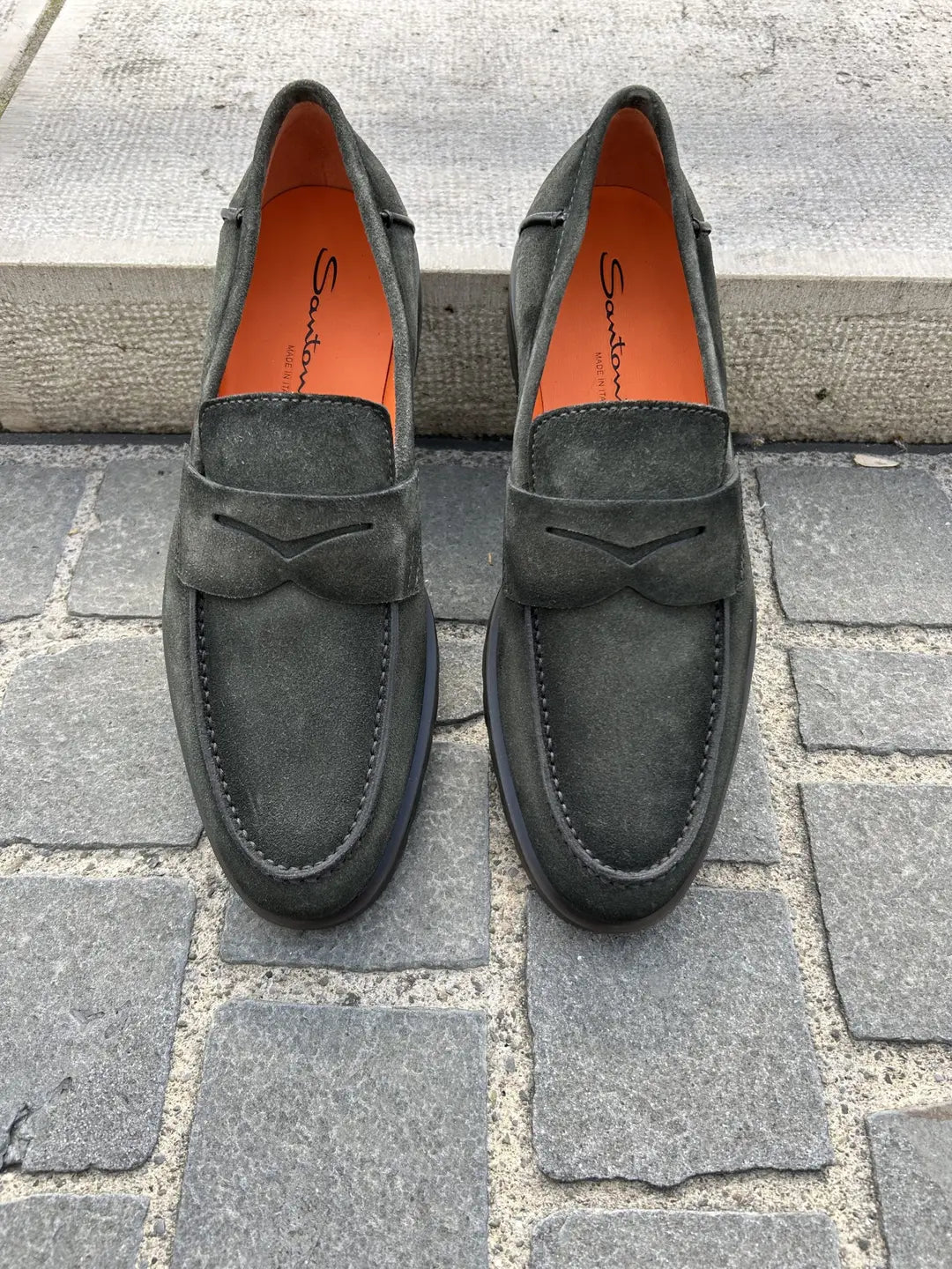 Santoni Dark Green Suede Mocassin, view 2