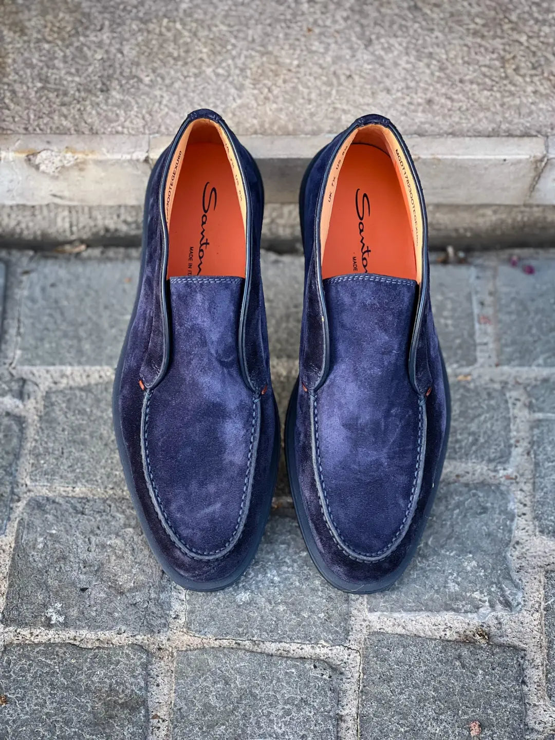 Santoni Slip On Boot Navy Suede, view 5