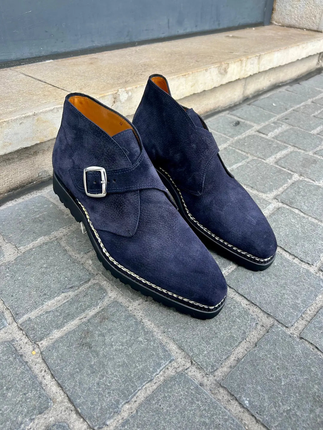 Bontoni Visionario Single Monk Strap in suede