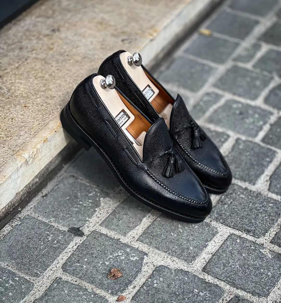 Bontoni Conte Max Black Grain Tassel Loafer