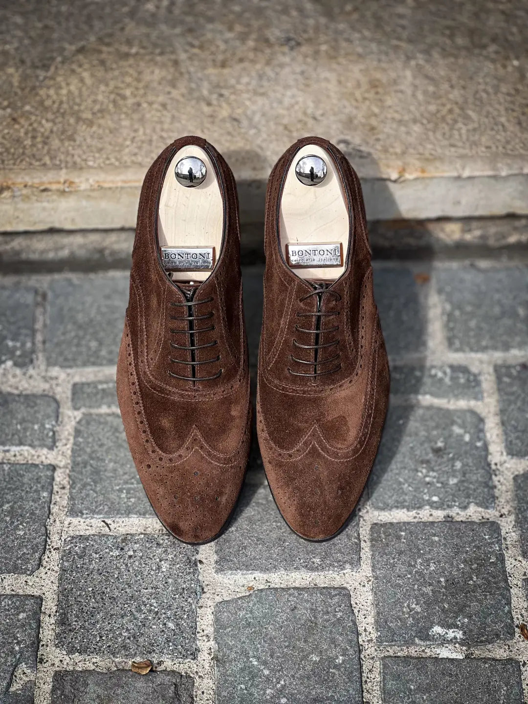 Bontoni Libertino Dark Brown Suede Brogue Oxford, view 5