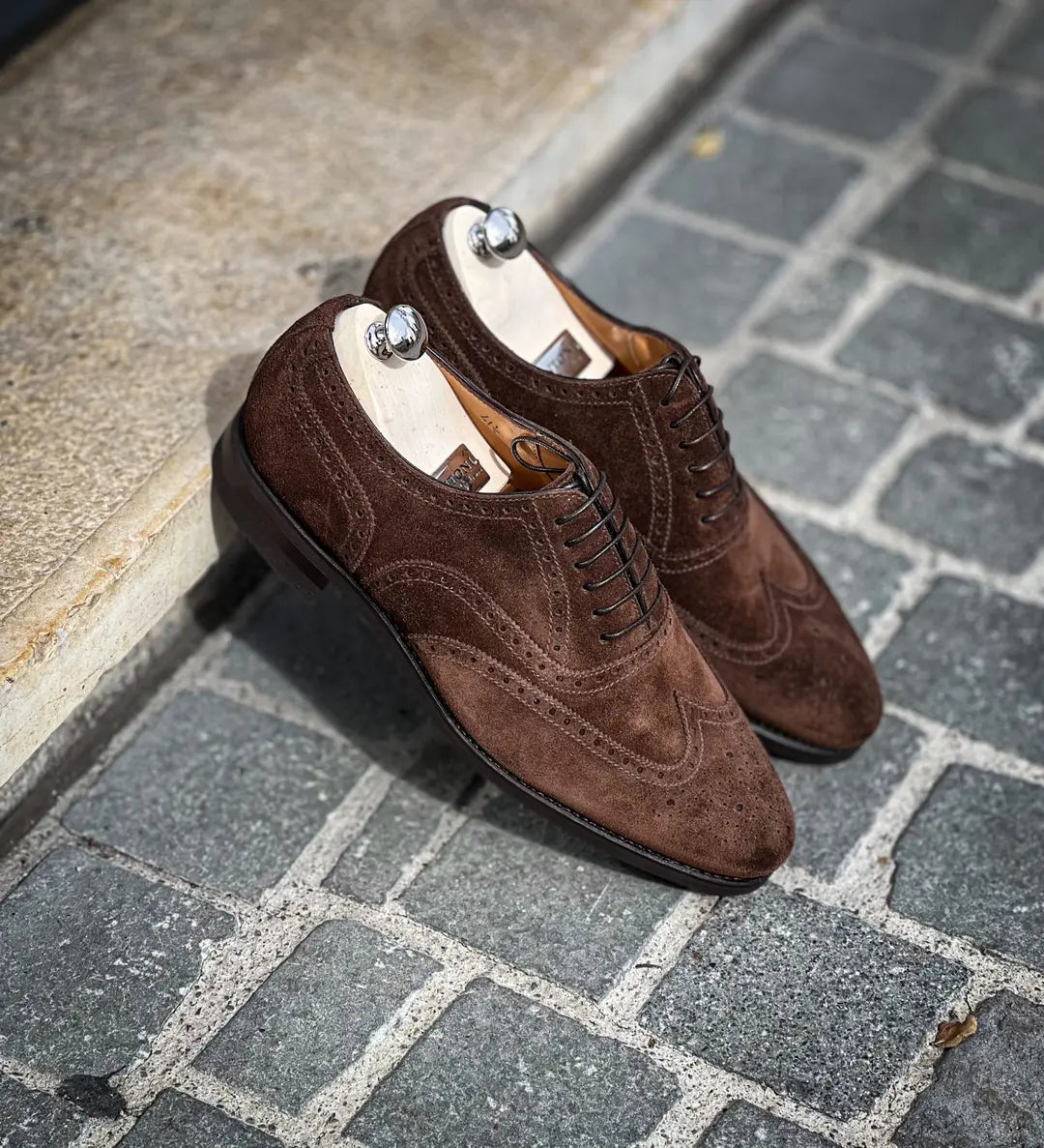Bontoni Libertino Dark Brown Suede Brogue Oxford