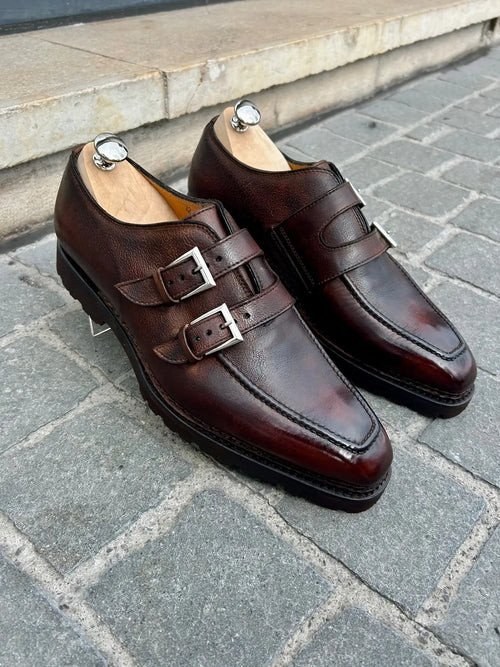 Bontoni Artistico Double Monk Strap in Scotch grain leather