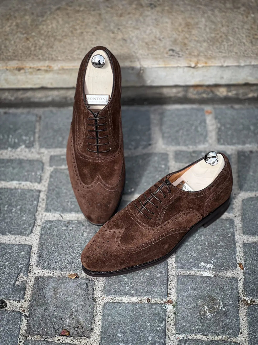 Bontoni Libertino Dark Brown Suede Brogue Oxford, view 3