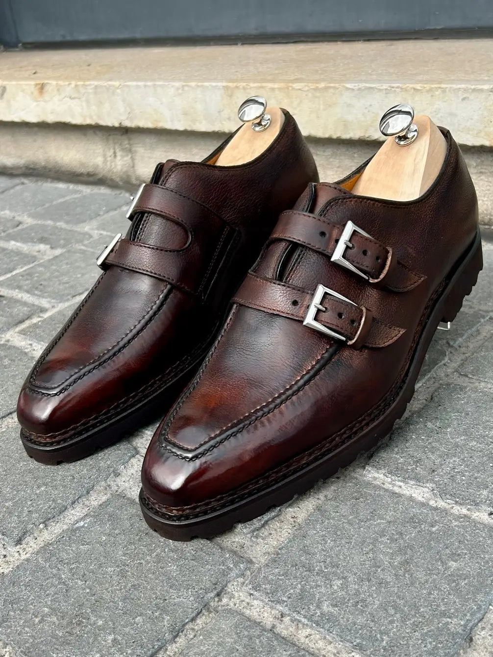 Bontoni Artistico Double Monk Strap in Scotch grain leather, view 4