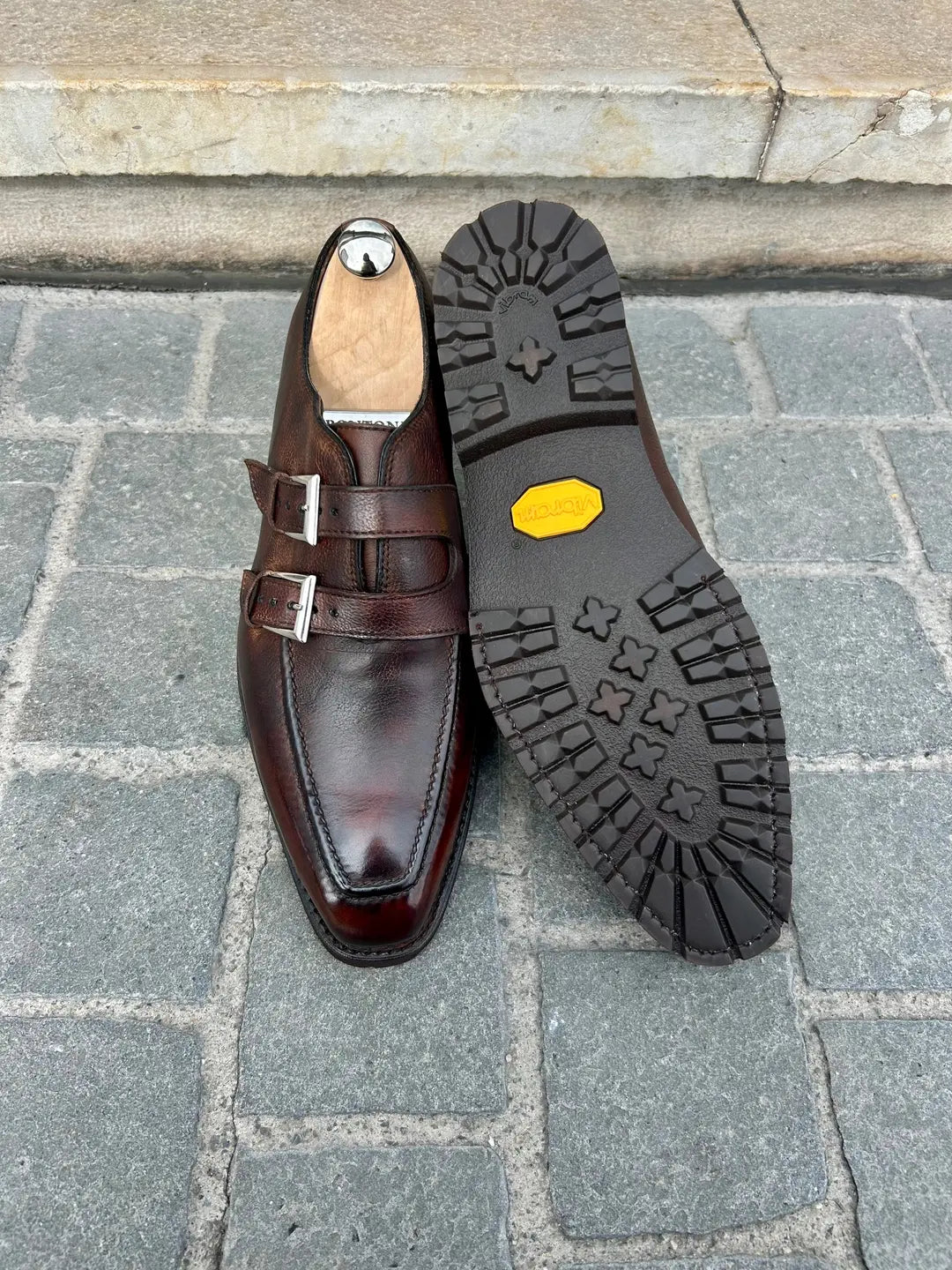 Bontoni Artistico Double Monk Strap in Scotch grain leather, view 3