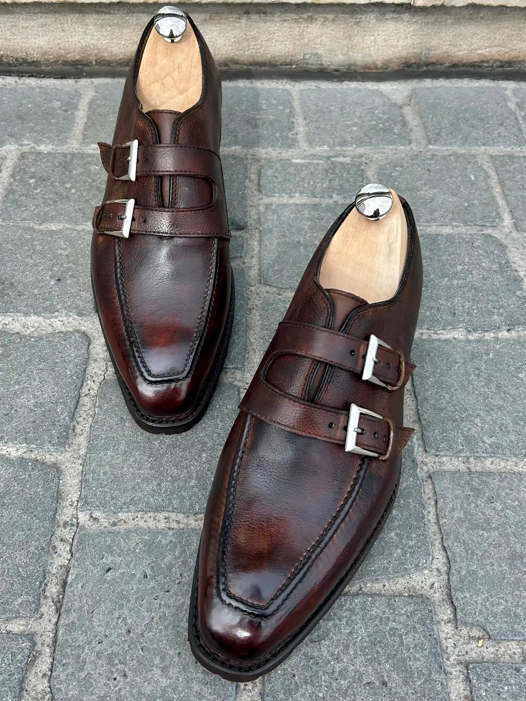 Bontoni Artistico Double Monk Strap in Scotch grain leather, view 5