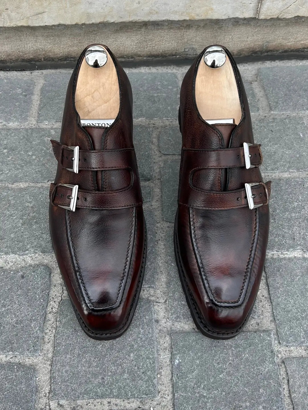 Bontoni Artistico Double Monk Strap in Scotch grain leather, view 2