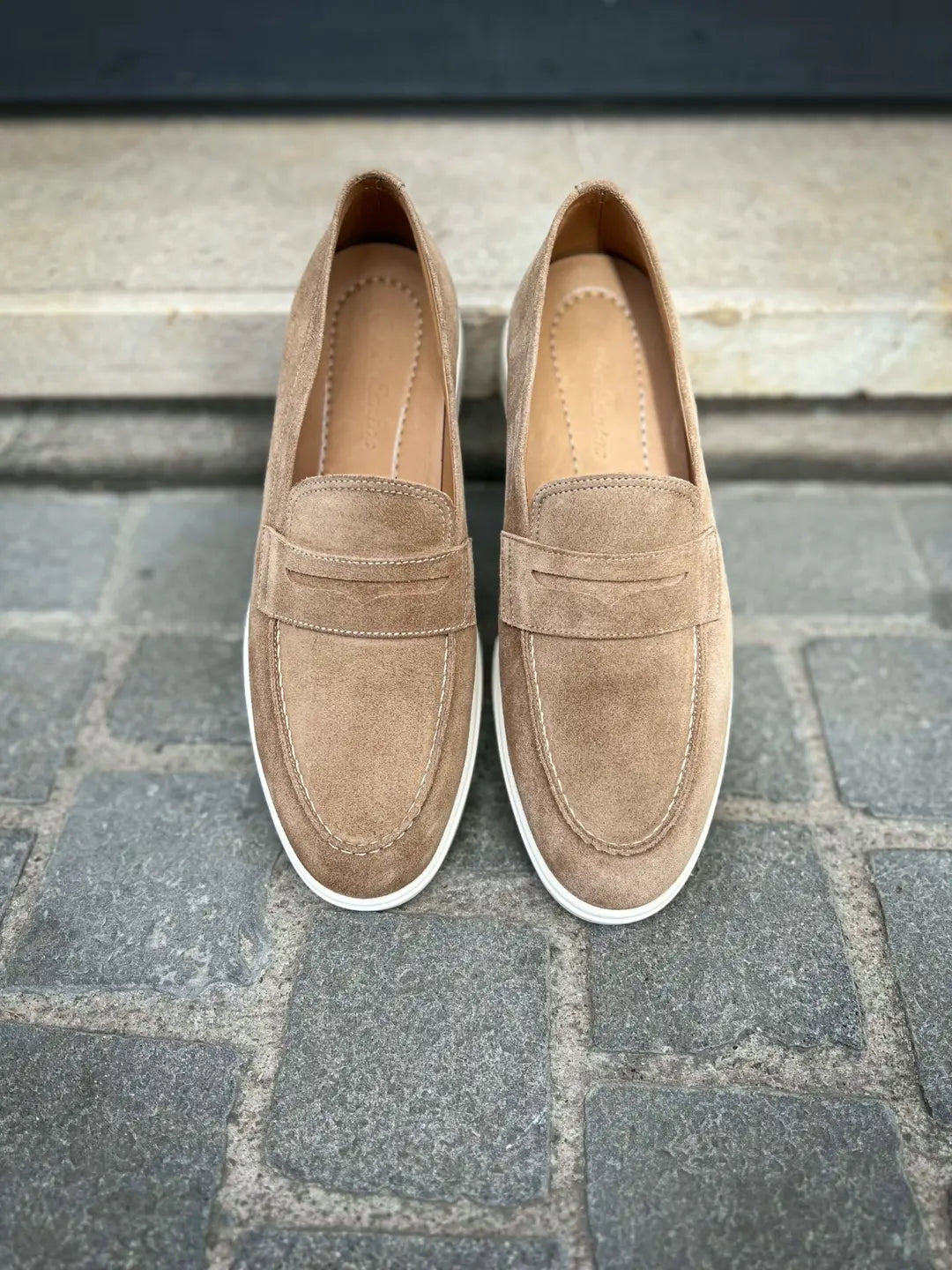 Carlos Santos Beige Suede Mocassin, view 5