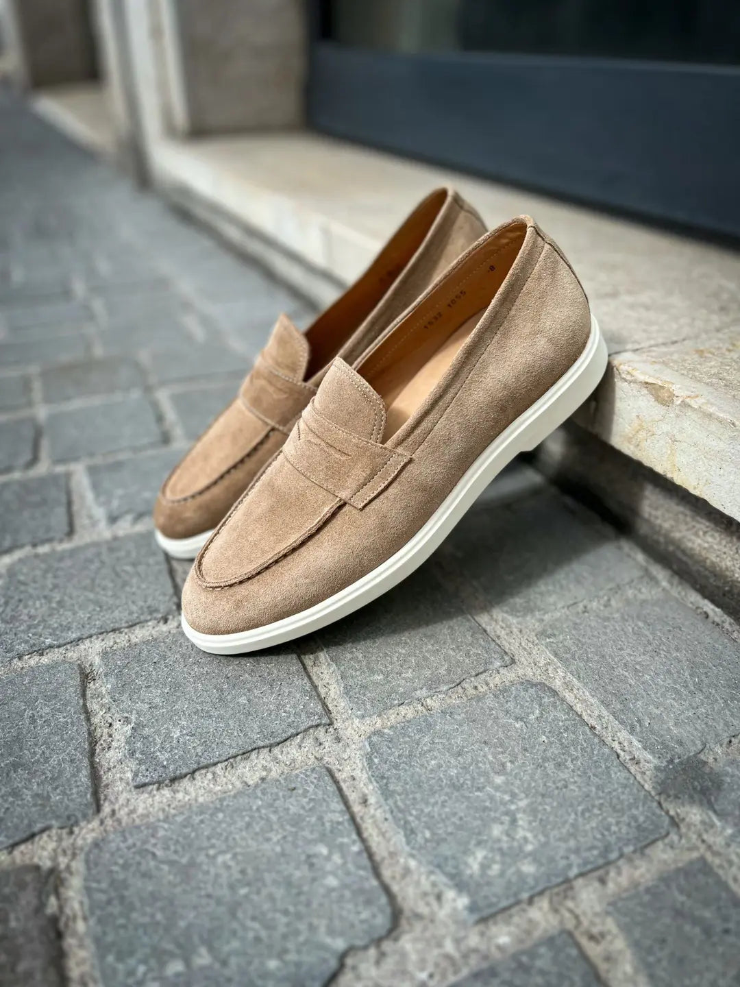 Carlos Santos Beige Suede Mocassin, view 4