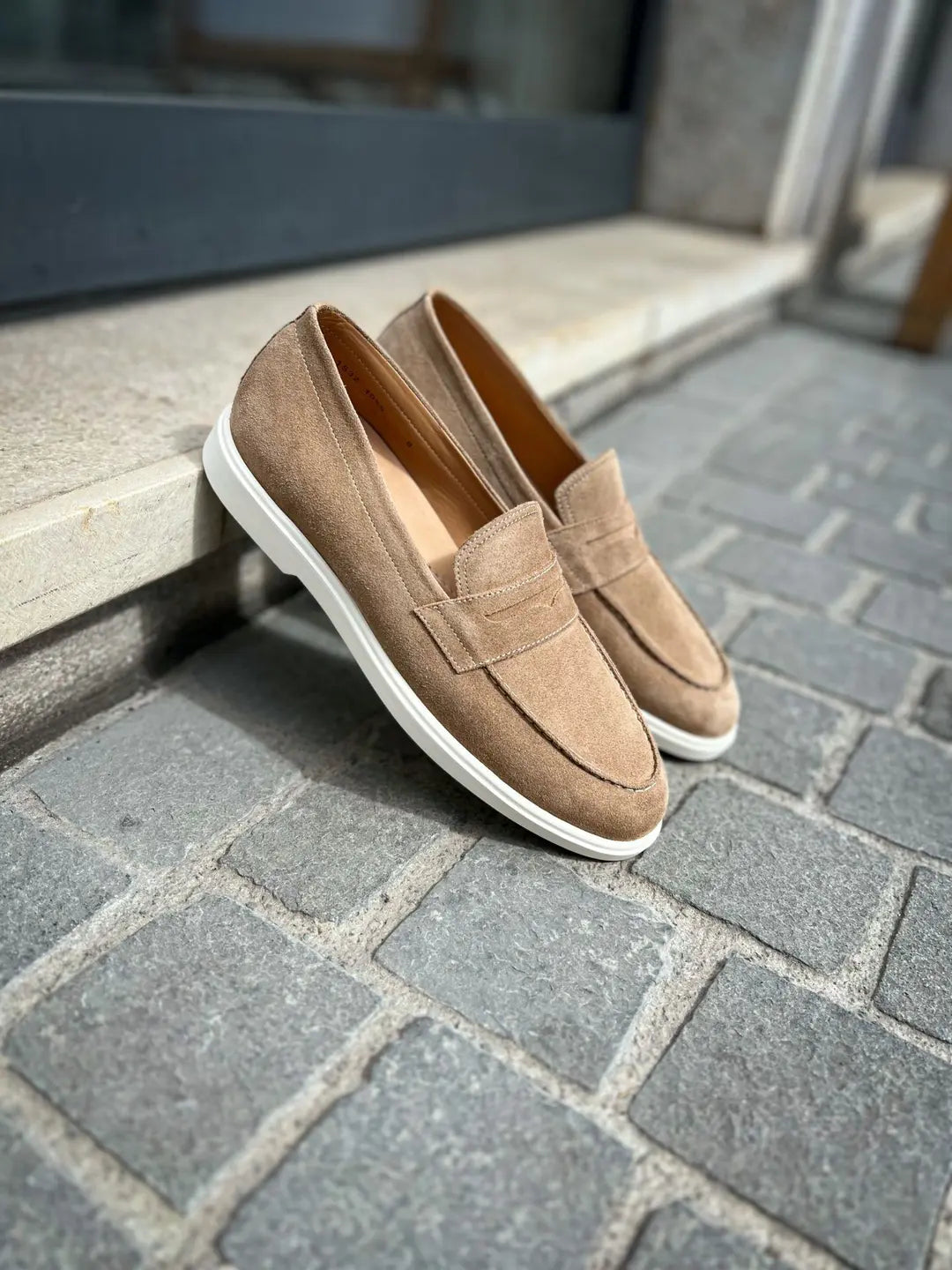 Carlos Santos Beige Suede Mocassin