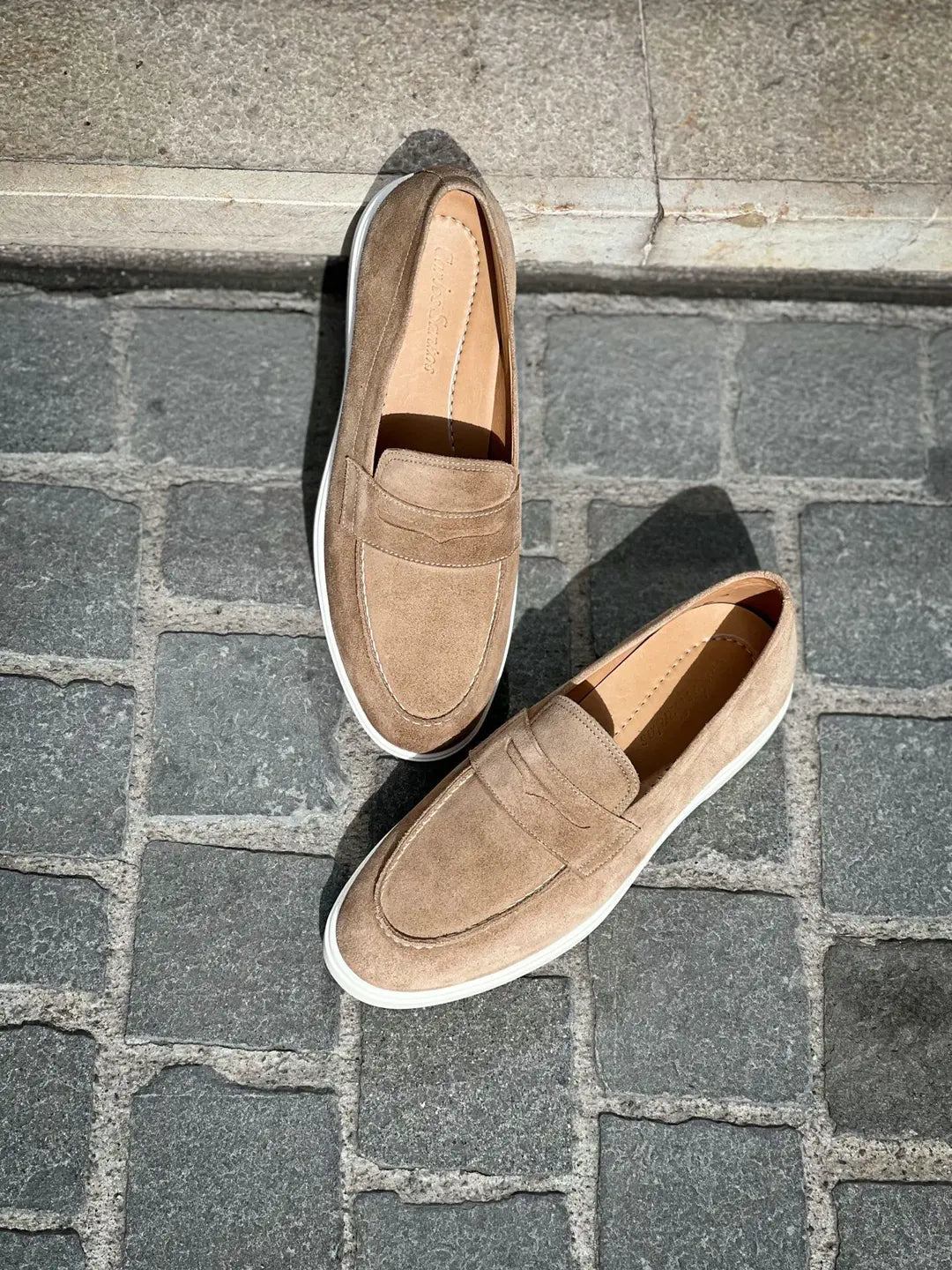 Carlos Santos Beige Suede Mocassin, view 3