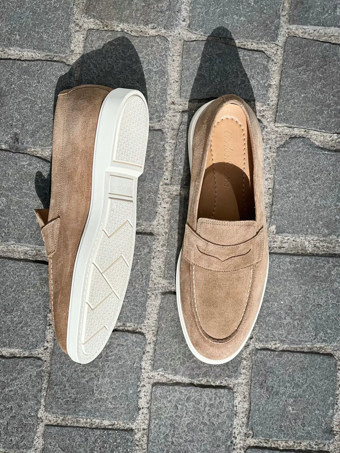 Carlos Santos Beige Suede Mocassin, view 2