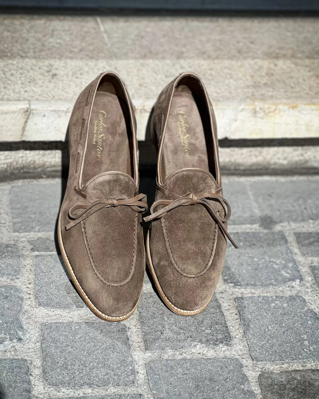 Carlos Santos Brown/Mast Mocassin With Bow in suede, view 5