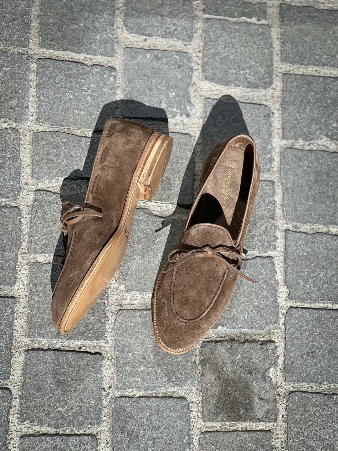 Carlos Santos Brown/Mast Mocassin With Bow in suede, view 2
